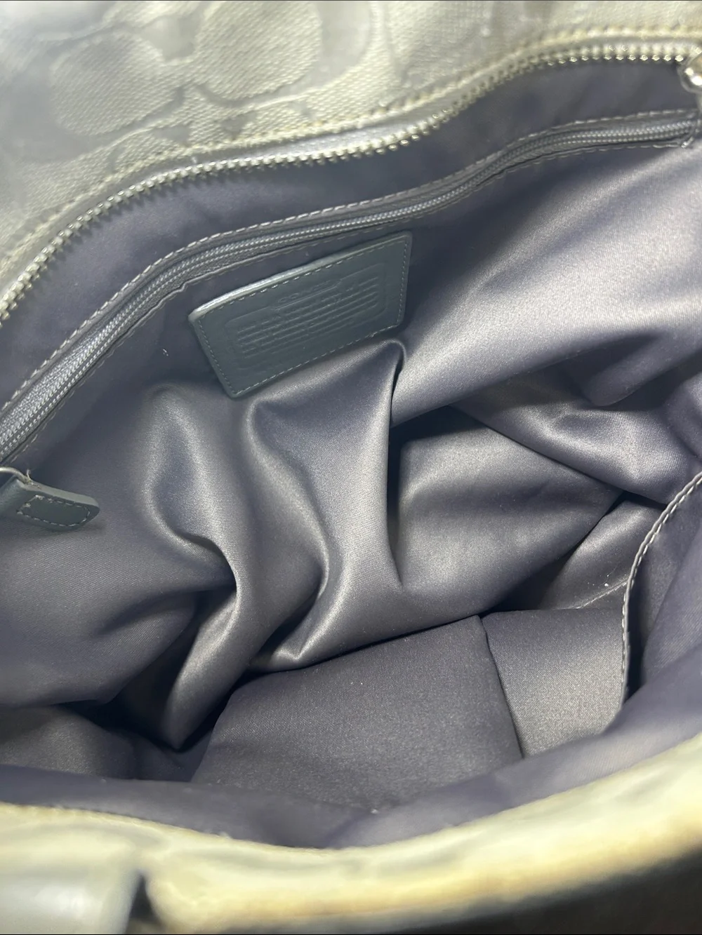 Coach Signature Canvas Shoulder Bag in Light Gray and Cream - Picture 7 of 9